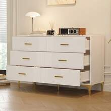 Sideboard With 6 Drawers - White Door Cabinet With Drawers For Living Room And Bedroom, Dimensions: - 白色 - 查看 5