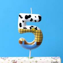 1pc Number 0-9 Birthday Candle, Denim Blue & White Handmade Design, Cake Decoration Topper, Suitable For Birthday Party Dessert Table Birthday Candle - View 10