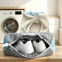 Shoe Washing Bag, Multi-Color Options, Suitable For Washing Machine And Dryer, Reusable Shoe Bag, Shoe Cleaning Bag For Sneakers, 360 Degree Deep Cleaning For All Shoe Types, Invisible Zipper, Large Capacity, One Shoe Bag Can Hold 2 Shoes, Suitable For Washing Underwear And Panties - Pack Of 4 (1 White + 1 Blue + 1 Gray + 1 Mesh) - View 3