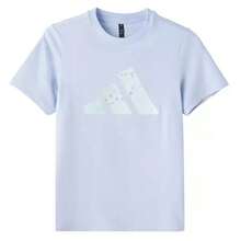 Adidas New Women's Outdoor Sports Casual Short Sleeve T-Shirt - Light Blue - View 4