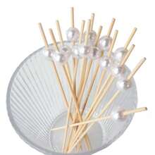 100pcs White Pearl Disposable Fruit Picks, Elegant Cocktail Toothpicks For Wedding Dessert Cake Party Decor - Ginger - View 4