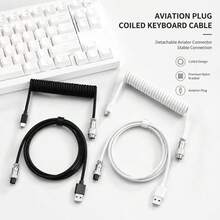 70.87 Inch Stretchable Spiral Keyboard Cable With Detachable Metal Aviation Plug, Double-Layer Braided Durable Type-C To USB-A Cable, Suitable For Mechanical Gaming Keyboards - View 1