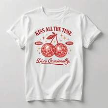Camiseta Divertida de Música Disco - Kiss All The Time, Camiseta Gráfica Disco Ocasional S2 - Blanco - Ver 1