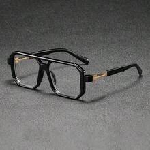 1 Pair Men's Metal Retro Square Fashionable Non-Prescription Glasses, Suitable For Back To School, Daily Life, Outdoor Leisure Activities, Office Business And Other Occasions, Fashion Accessory - Clear - View 2