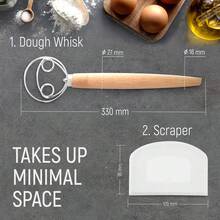 13 Inch Danish Dough Whisk With Dough Scraper, Dutch Bread Whisk With Stainless Steel Dough Hook, Sourdough Whisk For Baking, Bread Whisking Tool - White - View 8
