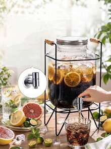 Iron Frame Glass Juice Jar Bar 4L Large Capacity Spiced Wine Barrel Container Fruit Tea Cold Water Barrel Whiskey - View 2