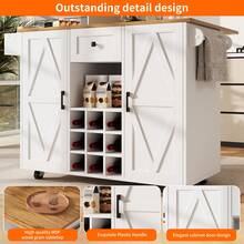 Modern Kitchen Island With Storage And Dining Table Function - 白色 - 查看 11