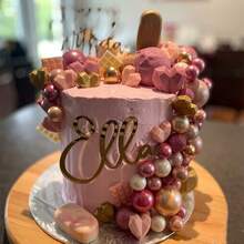 1pc Premium Gold Mirror Acrylic Cake Topper, Laser Cut Customized Cake Decoration Plug-In, Durable & Vibrant, Reusable, Personalized Decor For Weddings, Birthdays, Tea Parties And Office Celebrations - Multicolor - View 7