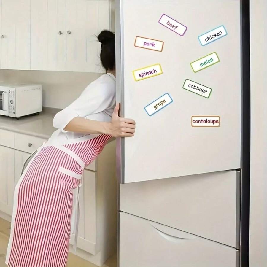 10pcs Reusable Magnetic Erasable Labels, Colorful Erasable Markers, Suitable For Homework, Refrigerator Notes, Office And Home Storage, Multi-Color Paper Labels That Can Be Written And Repositioned, Creative Office Stationery Durable Paper Creative Labels