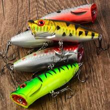 5pcs Fishing Lures Surface Popping Bait Hard Lure Artificial Wobbling Bait Plastic Fishing Tackle With Size 6 Hook - Multicolor - View 5