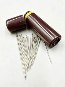 30pcs Multi-Size Side-Opening Easy-Thread Hand Sewing Needles With Dark Brown Screw-Cap Storage Tube, Portable DIY Cross Stitch And Knitting Sewing Tool Set, Suitable For Sewing Enthusiasts, Winter Holiday DIY Handmade Gift - Sewing Needle Pouch Set - View 6