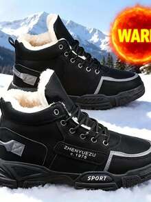zhenyuezu Autumn/Winter Mid-Calf Plus Size Fashionable Comfortable Snow Boots, Thermal Lined Warm Interior, Excellent Grip, First Choice For Outdoor Sports And Leisure In Autumn/Winter - Black - View 15