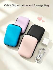 6pcs Charging Cable Storage Box Protective Case Charger Data Cable Organizer Box Portable Anti-Tangle Heart Pattern Protective Shell Travel Desktop Storage - Multicolor - View 11