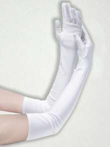 1pc Premium Long Gloves Elegant Suitable For Banquet Ball Bride Evening Dress - Beige - View 4
