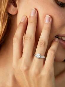 1.5CT 925 Sterling Silver Engagement Rings For Women Oval Cut Moissanite Bands Curved Wedding Promise Gold Rings For Her - Gold - View 5