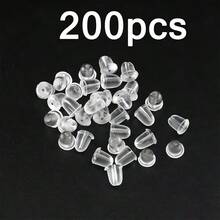 50/100pcs Earring Backs With Caps, 5mm Soft Stopper Earring Backs For Women, Fashion Earring Accessories, Suitable For Teardrop Earrings, Piercing Repair And Transparent Ear Plugs, Anti-Drop Anti-Slip Comfortable Invisible Ear Stoppers, Universal Earring Fixing Accessories, Suitable For DIY Handmade And Daily Wear Replacement, Cross-Border Hot-Selling Transparent Earring Backs, Secure Fit And Not Easy To Fall Off - Transparent - View 10