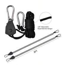 Cargo Tie-Down Rope, 1/8 Inch, 6 Feet Long. Heavy-Duty, Adjustable Ratchet Cargo Tie-Down Rope (150-Pound Load Capacity) With A D-Ring Fastener. (Plastic Gear) - Black 1 Piece - View 5