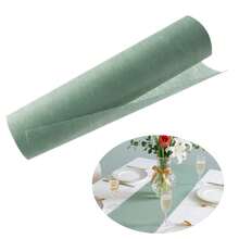 APODESS 1 Rolle Tischläufer 30 cm x 25 m, Eukalyptusgrün Dekoband für Tischdekoration, Partys und festliche Anlässe, vielseitiges Partyzubehör - Übersicht 6