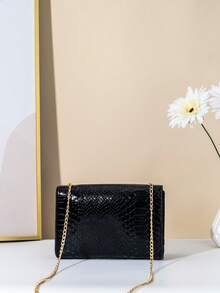 Tassel Pendant Crossbody Bag - Black - View 7