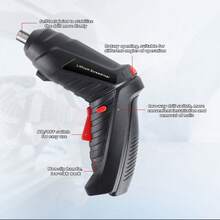 2 piezas/14 piezas/26 piezas/47 piezas Destornillador eléctrico plegable recargable por USB, taladro inalámbrico destornillador para proyectos de bricolaje en el hogar - Negro - Ver 7