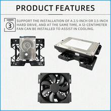 5.25" Optical Drive Bay To 2.5"/3.5" HDD SSD Adapter Mounting Bracket, ABS Hard Disk Conversion Tray With Cooling Fan Mount For Enhanced Heat Dissipation Desktop PC Hardware Upgrade - View 3