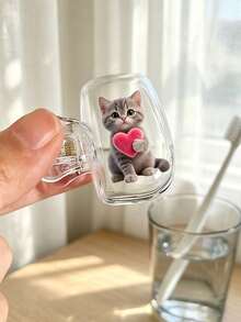 2D Flat Cute Cat-Shaped Toothbrush Travel Storage Box Set, Suitable For Daily Home And Business Travel, As Well As Outdoor Travel And Other Occasions, Essential Bathroom Supplies. Specially Designed Protective Cover For Toothbrushes, Not Only Keeps Toothbrushes Clean But Also Takes Care Of Oral Health. Essential Travel Toothbrush Protective Cover - Multicolor - View 2