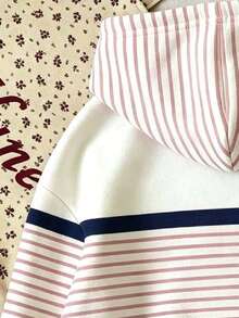 Young Girl Bow Pattern Warm Hooded Sweatshirt - White - View 3