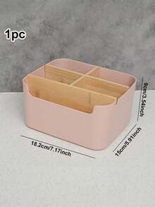 1 pieza Organizador de escritorio de bambú con 5 compartimentos, caja de almacenamiento premium a prueba de humedad para suministros de oficina, soporte para bolígrafos, caja de almacenamiento de cosméticos para el baño, estante multiusos para la sala de estar, organizador de joyas para aretes y anillos, producto de almacenamiento y organización para el hogar, adecuado para escritorio, gabinete, tocador, escritorio de dormitorio, regreso a la escuela - Multicolor - Ver 7