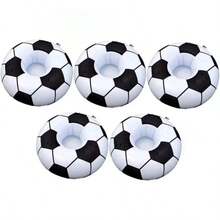 3pcs Inflatable Soccer Cup Holder, Perfect For Beach Party, PVC Material, Lightweight And Easy To Inflate, Fun Inflatable Beverage Tray, Suitable For Tropical Hawaiian Party And Events - Multicolor - View 3