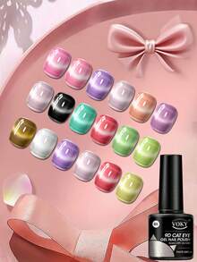 Premium Satin Wide Cat Eye Gel Nail Polish 6-Color Set, High Saturation Magnetic Powder With Delicate Gradient Cat Eye Luster, Includes Magnet Tool, Gentle Removable Non-Damaging Nail Gel, Exquisite Gift Box Packaging, Thoughtful Nail Art Gift For Girls Anniversary And Holiday - Multicolor - View 3