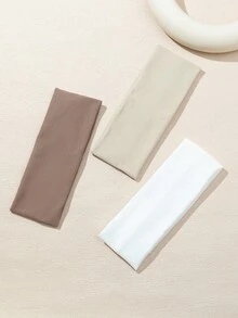 4件/3件/2件組 女款純色垂直羅紋針織寬髮箍 高彈力無縫柔軟洗臉髮帶 運動瑜伽護膚防滑極簡百搭彈性髮圈 - 彩色 - 查看 4