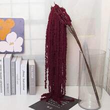 3pcs Artificial Amaranth Wall Decor, Fluffy White Artificial Amaranth Long Stem Hanging Decoration, Suitable For Home Wedding Party Decoration, Flower Wall, Holiday Party, Ceremony, Hotel, Home, Garden Decoration, Autumn, Tabletop Vase Decoration, Halloween - Burgundy - View 1