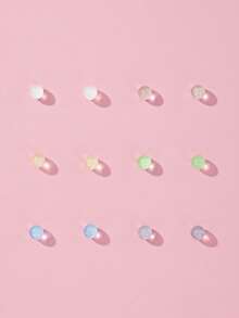 6 Pairs Minimalist Small Multi-Color Ball Stud Earrings Set, Women's Jewelry Gift For Daily Casual Commute And Outings - Multicolor - View 7