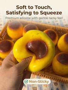 Caramel Pudding Stress Ball, Soft Chewy Beads, Non-Rebound Handmade Filling, Adult Anxiety Relief, Party Favor, Squeeze Toy, Cute Realistic Food, Soft Sticky Silicone Dessert - Multicolor - View 6