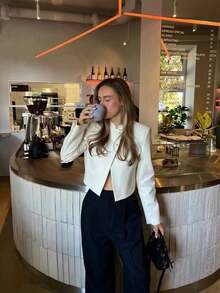 DEEKA Spring/Summer New Women's European And American Style Fashionable Minimalist Versatile Short Blazer Jacket Fall - Beige - View 3