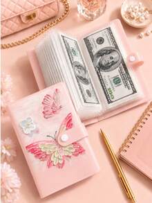 1pc A5 100-Grid Savings Challenge Book, Simple & Fun $5,050 Savings Challenge Notebook, Pink, School Supplies, Office Supplies, School Use - Savings Book - View 2