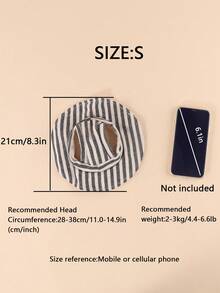 Polyester Sun Hat With Ear Coverage, Black And White Stripes, Anti-Slip Design, Adjustable, UV Protection, Comfortable For Ears. Suitable For Small Dogs And Cats To Wear Outdoors In All Seasons. - Black - View 9