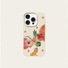 1 buah Casing Ponsel Bahan TPU Motif Jeruk Bali dan Hibiscus, Kompatibel dengan iPhone 17 Pro Max/17/16 Pro Max/15/13/12/11/ S20 FE/A15/S24/A55/ Note 11/Note 12/Note 13 Pro, Pelindung Ponsel Soft Shell Anti-Jatuh dengan Perlindungan Penuh - Putih - View 5