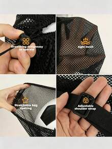 Basketball Storage Bag 14.5 * 19.5 Inch Sports Single Ball Bag Drawstring Mesh Backpack, Suitable For Carrying Soccer, Volleyball, Baseball, American Football - Multicolor - View 4