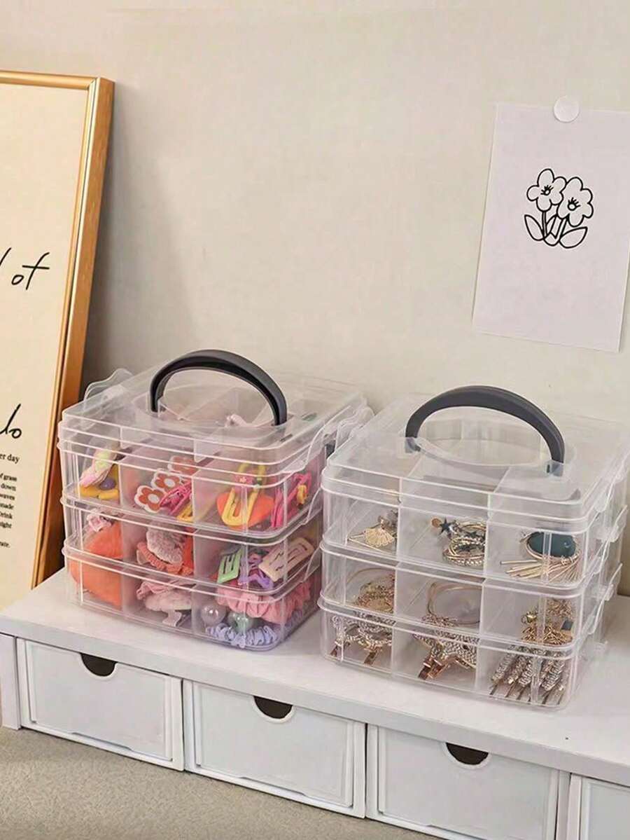 1PC Multi-Layer Detachable Transparent Storage Box, Can Store Earrings, Rings, Accessories, Nail Art Supplies, Jewelry Decoration, Suitable For Jewelry Organizer, Wedding Accessory Storage, Cosmetic Organizer, Desktop Storage, Back To School Gift