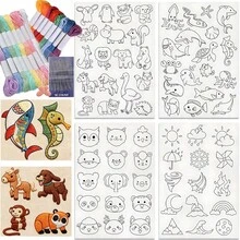 Patrón de Bordado DIY con Estampado de Animales Soluble en Agua, Estabilizador de Tela No Tejida Autoadhesiva, Adecuado para Decoración de Ropa, Bolsos y Sombreros Hechos a Mano - A345 - Ver 3