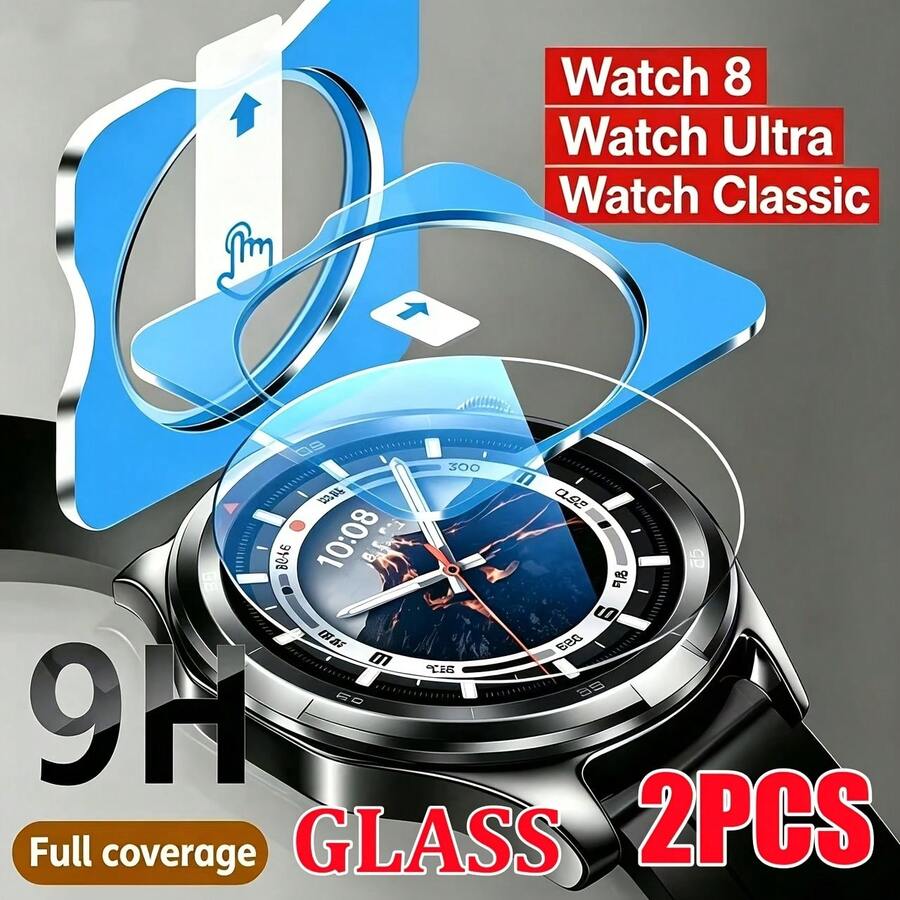 Auto-Positioning High-Definition Tempered Glass Screen Protector For Samsung Galaxy Watch6/7-40mm 44mm, Watch8-40mm 44mm, Watch8 Classic 46mm, Watch7/8 Ultra, Designed For Samsung Watches, High-Definition Anti-Scratch Wear-Resistant, One-Click Easy Installation, Bubble-Free, High-Definition Transparent, Anti-Scratch Wear-Resistant, Anti-Fingerprint