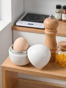 2pcs/Set (Tray + Lid) Latest Microwave Egg Cooker, Portable Aluminum Egg-Shaped Steamer, Creative Egg Cup, Egg Yolk Separator, Soft/Hard Boiled Egg Maker, Compact Design For Quick Breakfast, Suitable For Fitness Enthusiasts, Office, Dorm - Multicolor - View 6