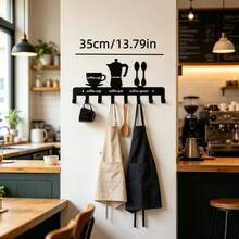 American Style COFFEE BAR Iron Coffee Cup Hooks, Wall-Mounted Multi-Hook Storage Rack, Home Kitchen Restaurant Apron & Utensil Organizer, Commercial Cafe Bar Creative Metal Wall Decor Hooks, Mug Hanging Rack, Home Decor - View 6