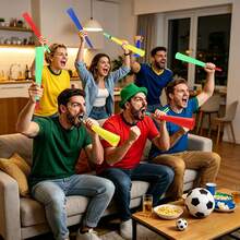 Soccer Ball Vuvuzela Stadium Horns, Plastic Loud Stadium Noise Makers With Lanyard, Football Trumpets For Soccer Games Sports Events Carnival Party Fan Cheering, Noisemakers For Adults - A - View 7