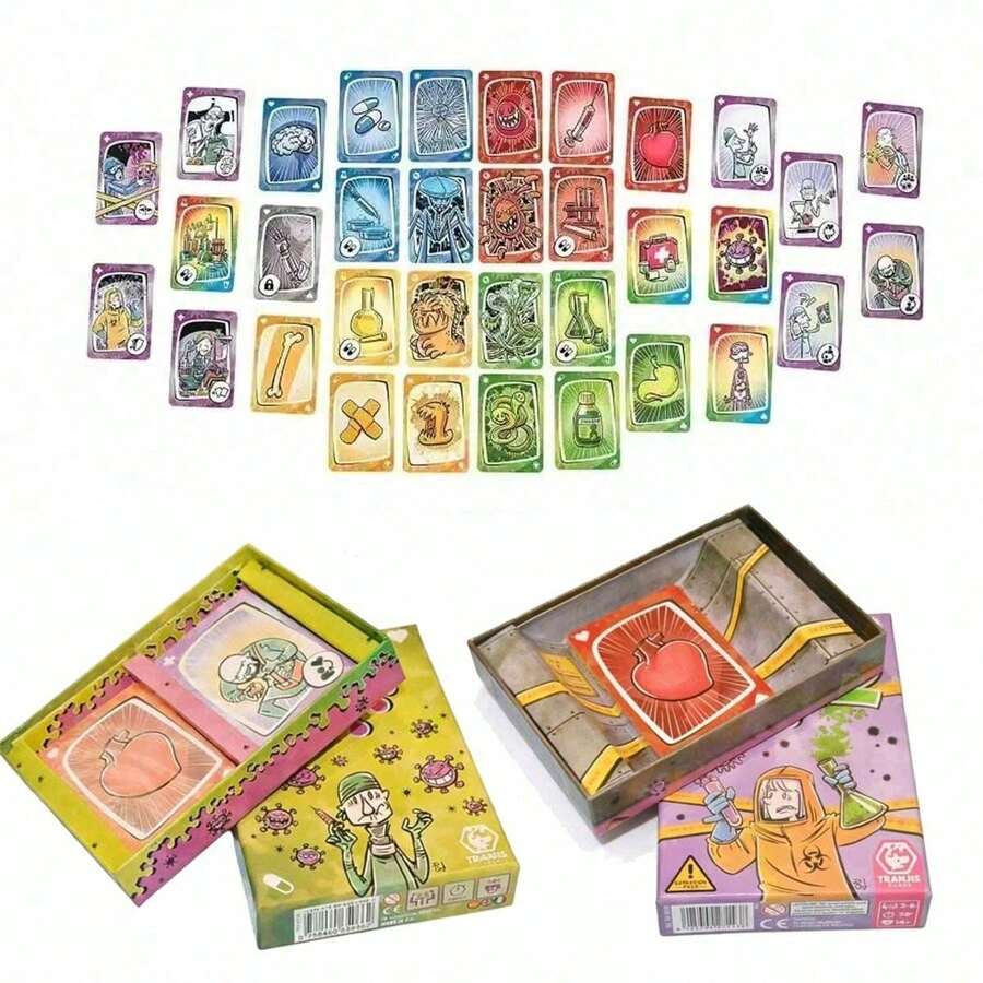 A Virus-Themed Card Game! This Is A Strategic Card Game Suitable For Multiplayer Gatherings, Combining Fun And Intellectual Challenge, Supporting 2 To 8 Players. The Game Features An Independent Packaging Design For Easy Storage And Portability, And Comes With Multilingual Instructions In English, French, And Spanish. - Multicolor - View 1