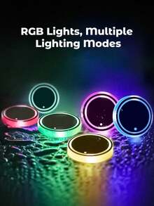 1/2pcs RGB LED Car Cup Holder Light, 7-Color Touch Sensor Cup Mat, USB Rechargeable Waterproof Interior Atmosphere Light, Car/SUV/Truck Cup Holder Decoration Accessory, Gift For Men And Women - LED - View 4
