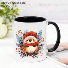 12pcs Watercolor Winter Christmas Hedgehog Transfer Paper UV DTF Waterproof & Scratch-Resistant Vinyl Transfer Paper For DIY Crafts, Cups, Home Decor, Christmas Wall Removable, Holiday Decor Accessories, Holiday Graphic Designs Featuring Snowy - Multicolor - View 10
