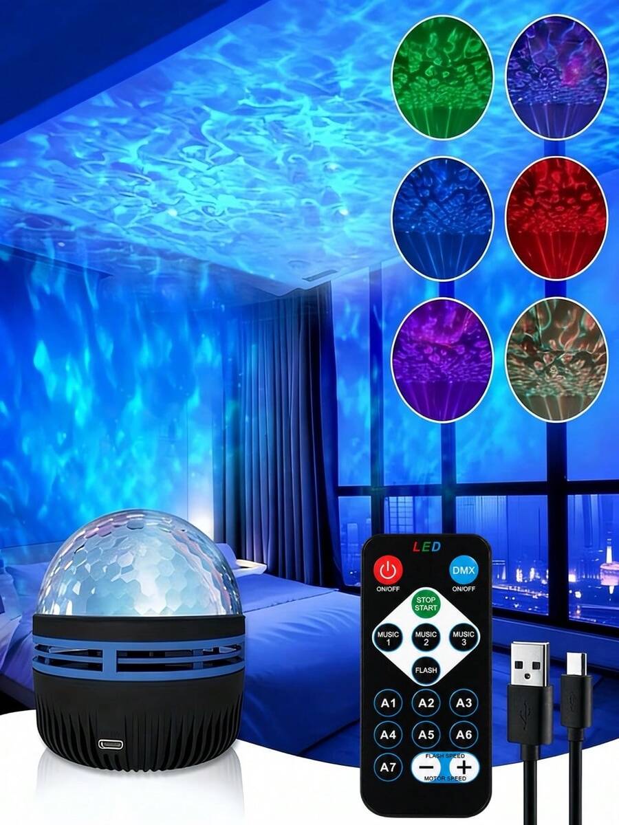 唯美水波燈，彩色 RGB 情緒燈，適用於臥室與節慶裝飾