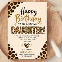 1pc Funny Greeting Card Leopard Print Birthday Greeting Card For Daughter Inspirational Message Flat Paper Card For Birthday Celebration And Special Occasion Gift - Greeting Card + Envelope - View 4
